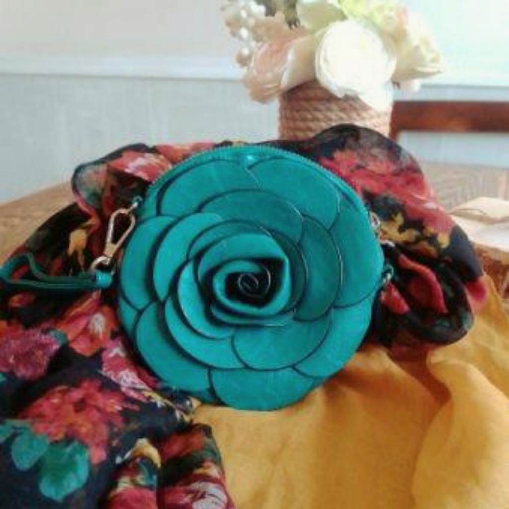 Rose turquoise  small wallet